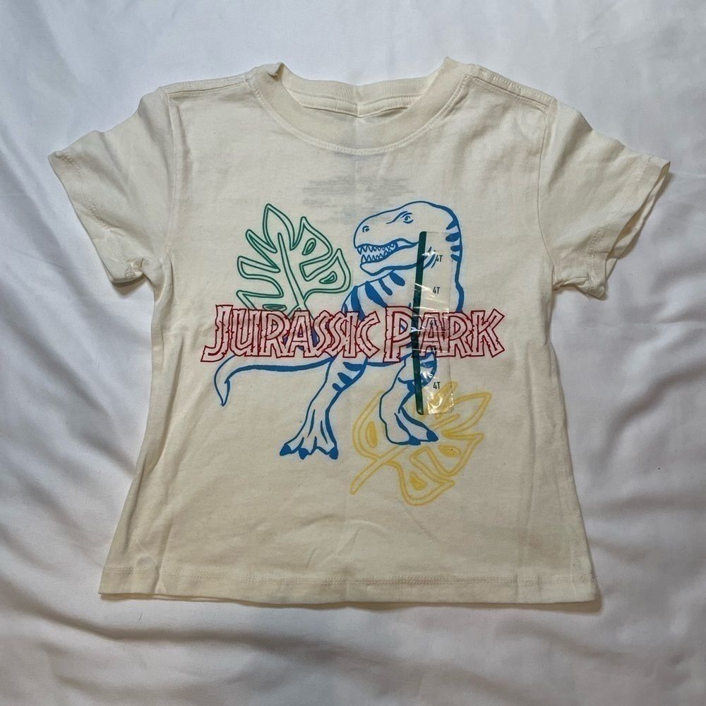 NWOT Boys Jurassic Park size 4T off white t-shirt